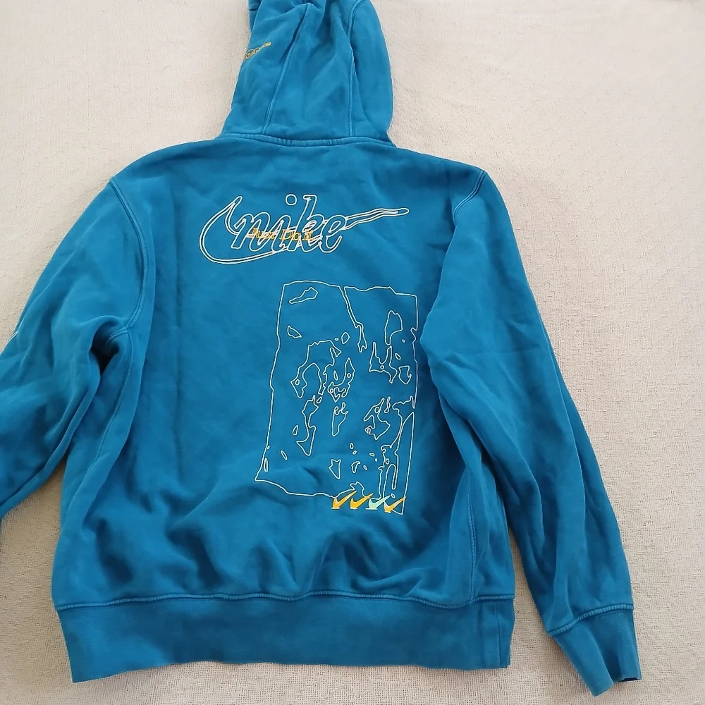 nike ♡ sportswear blue drip washed fleece pullover sweatshirt utility tech retro